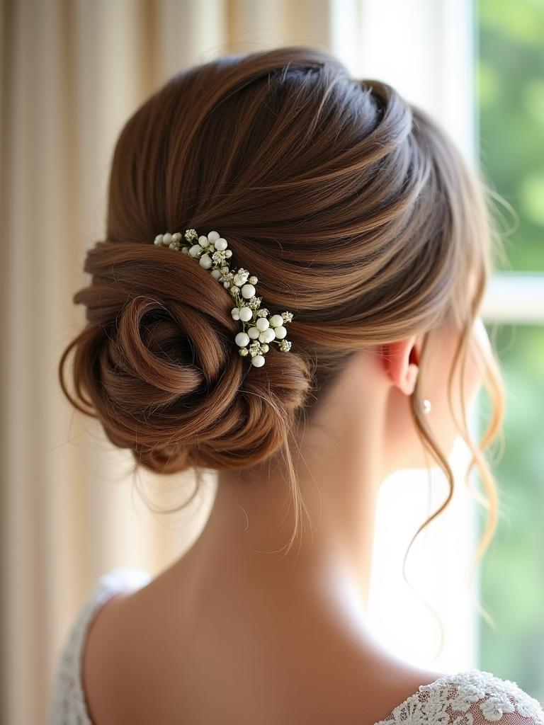 Elegante Brautfrisur im Edelweiss Tress Atelier